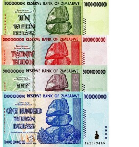 ZImbabwe Mega-inflation Banknote Set -  available for purchase at robertsworldmoney.com.